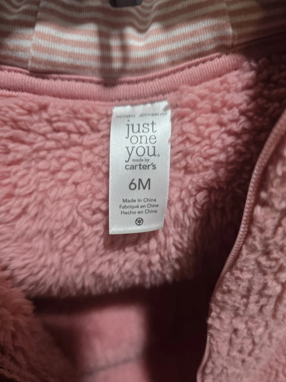 Carter's Pink Sherpa Hooded Footed One-Piece